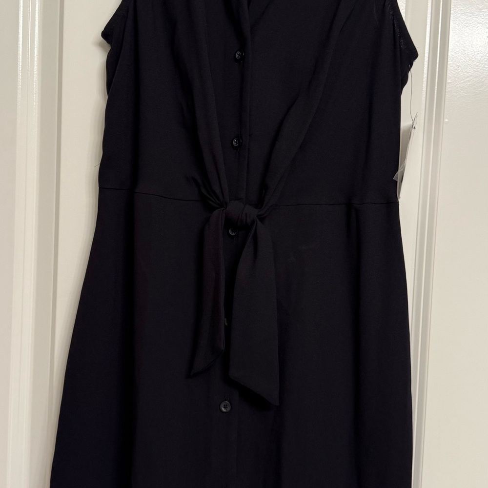 Nine West Black Midi Dress with Tie Front
